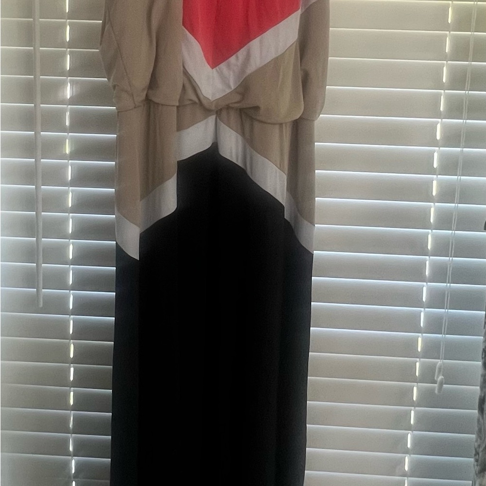 London Style Coral and Tan Maxi Dress